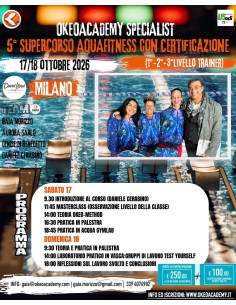 OKEOACADEMY SPECIALIST  5° SUPERCORSO AQUAFITNESS CON CERTIFICAZIONE (1°-2°-3°livello trainer)